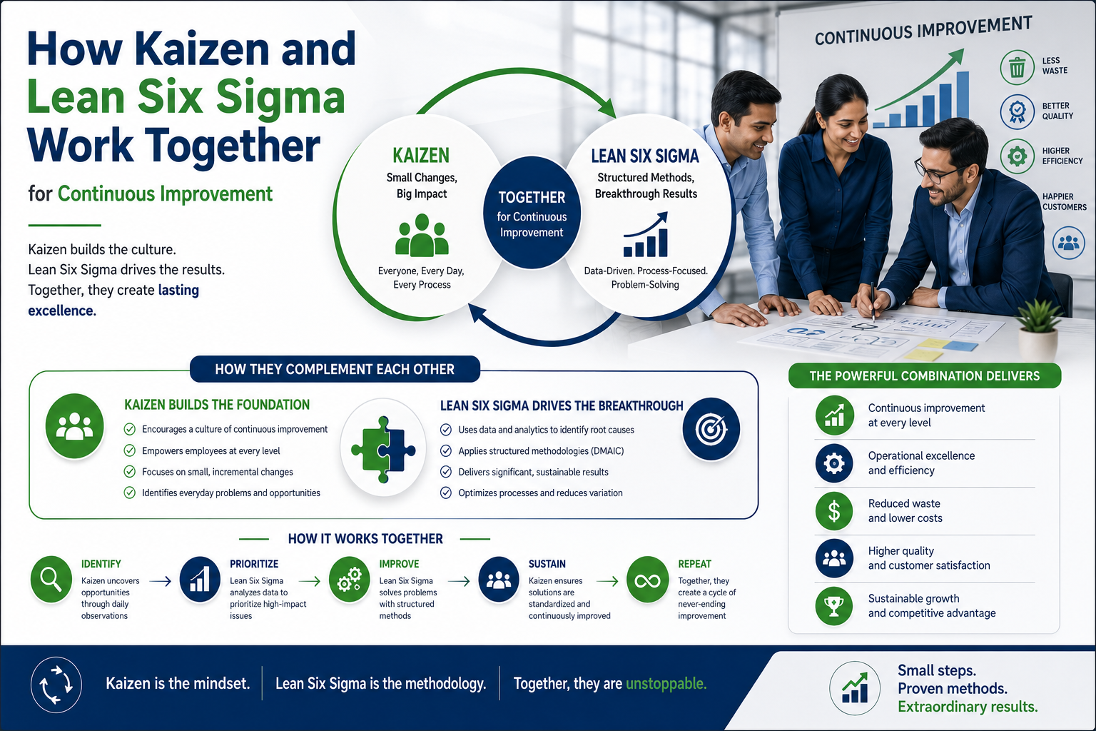 How Kaizen and Lean Six Sigma Work Together for Continuous Improvement
